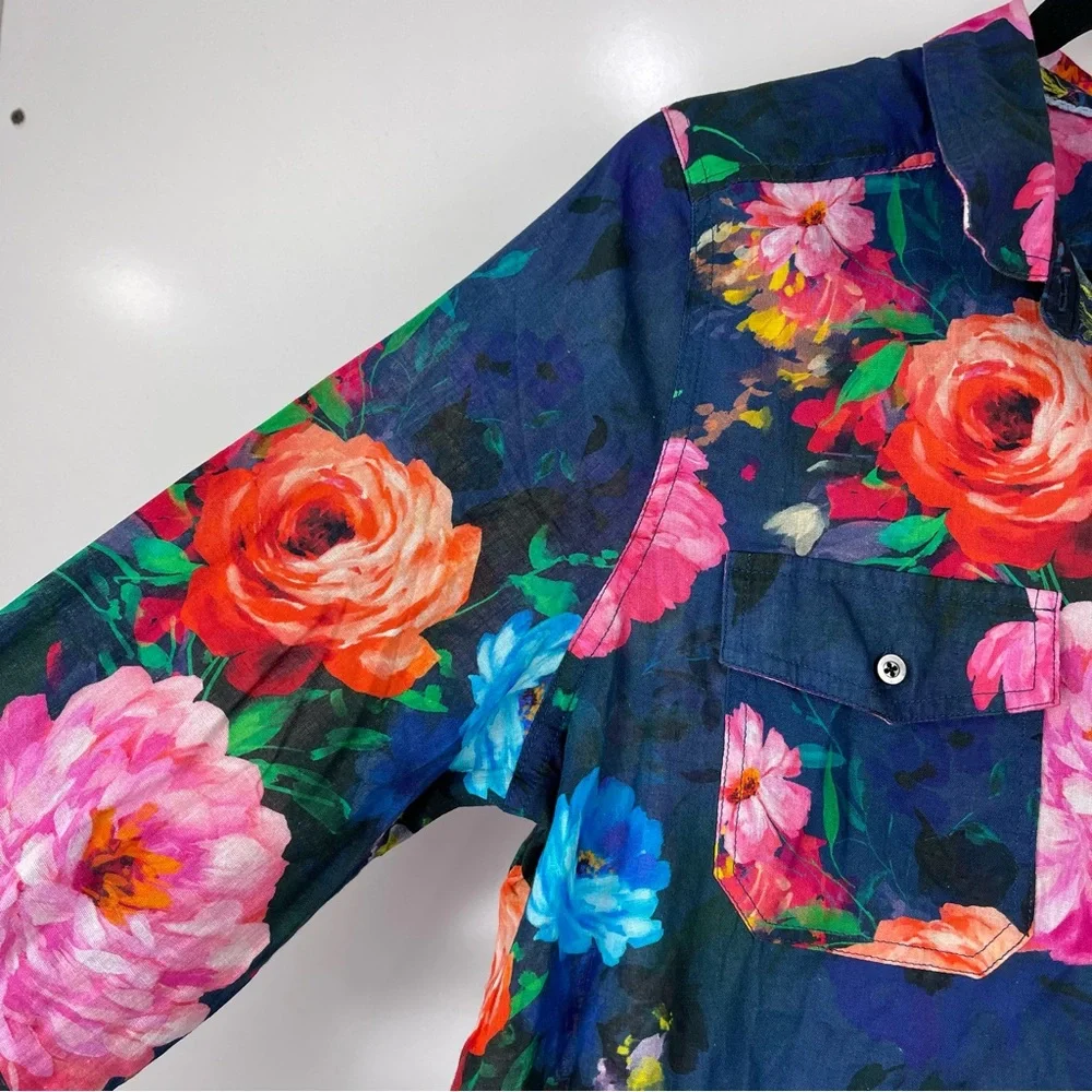 NEW Sundance Floral Joy Top Long Sleeve Button Front Women's Size Large - Picture 4 of 7